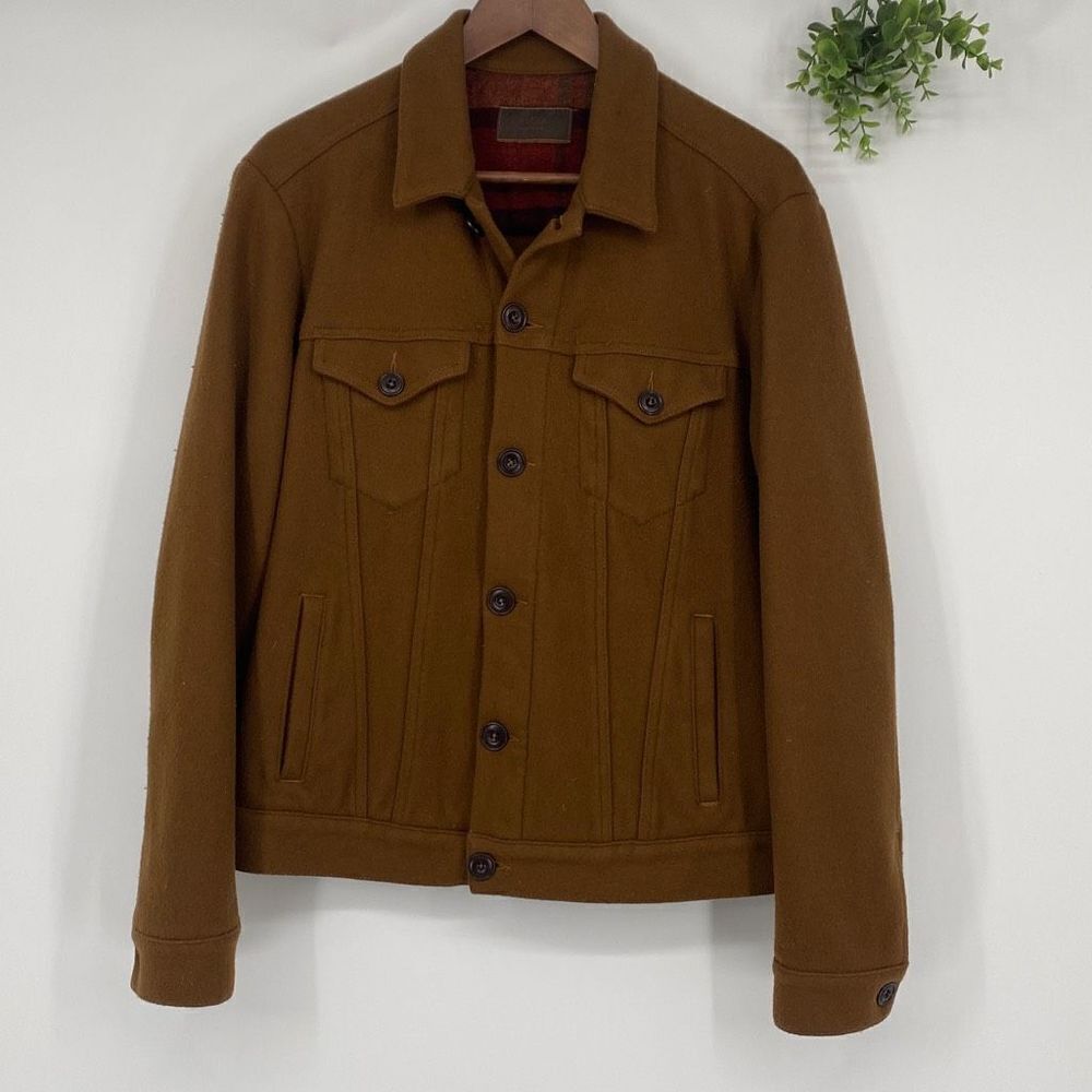 Altea Made In Italy Wool Blend Collared Bomber Chore Jacket‎ Caramel Medium